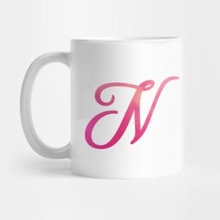 Letter N Monogram, Pink Color Personalized Design Mug